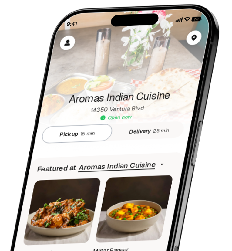 Aromas Indian Cuisine app preview
